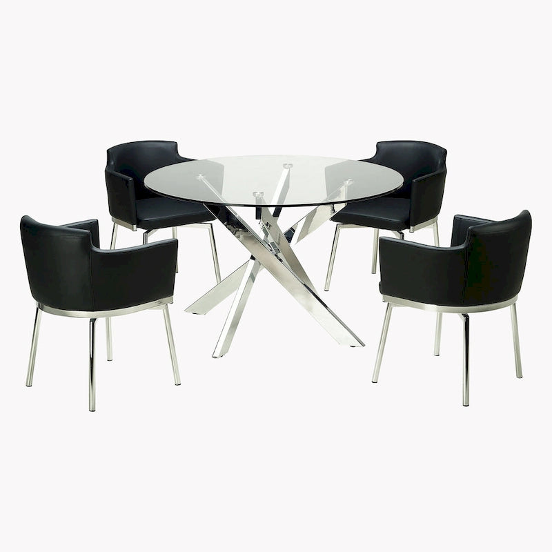 Round Glass-Top Chrome Dining Table