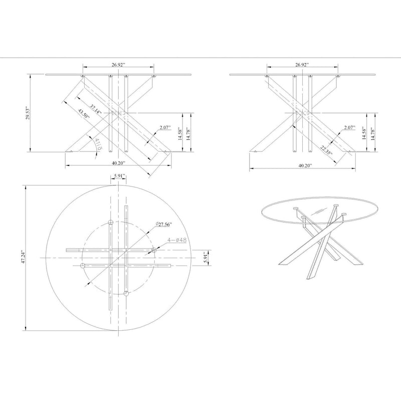 Round Glass-Top Chrome Dining Table