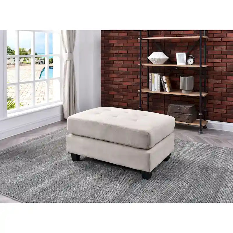 Microsuede Tufted Ottoman