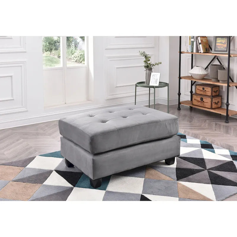 Microsuede Tufted Ottoman