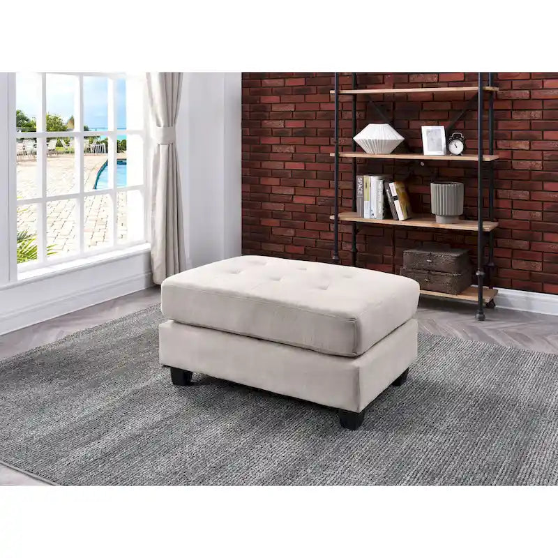 Microsuede Tufted Ottoman