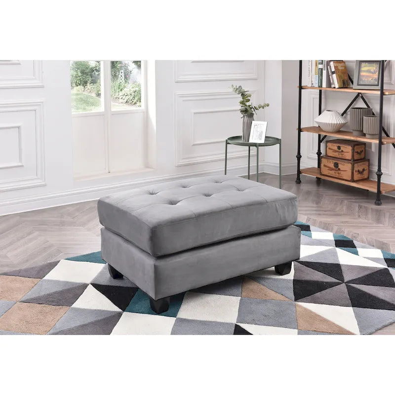 Microsuede Tufted Ottoman