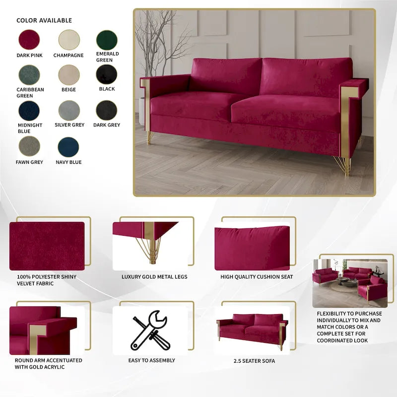 Luxurious Velvet Upholstered Sofa