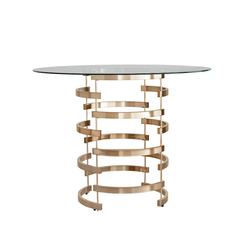 Round Glass-Top Counter-Height Dining Table