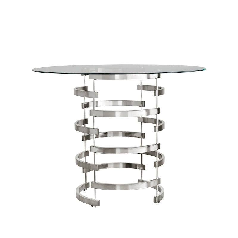 Round Glass-Top Counter-Height Dining Table