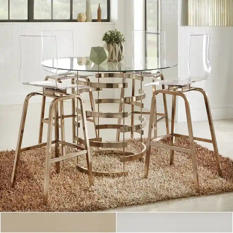 Round Glass-Top Counter-Height Dining Table