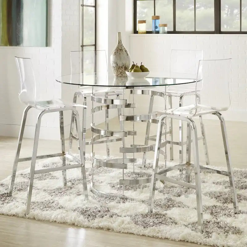 Round Glass-Top Counter-Height Dining Table