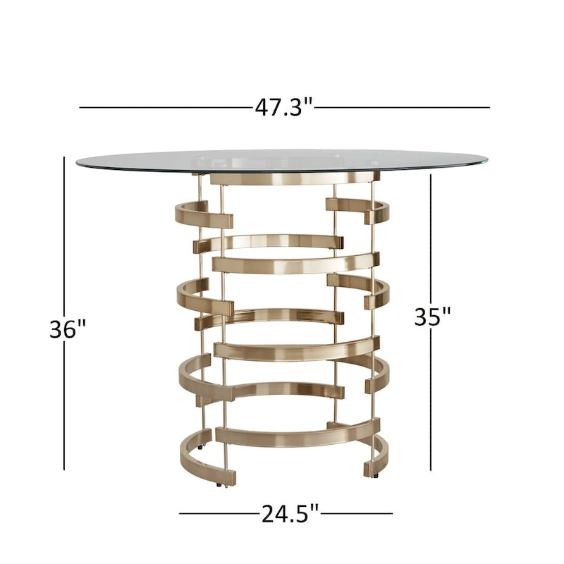 Round Glass-Top Counter-Height Dining Table