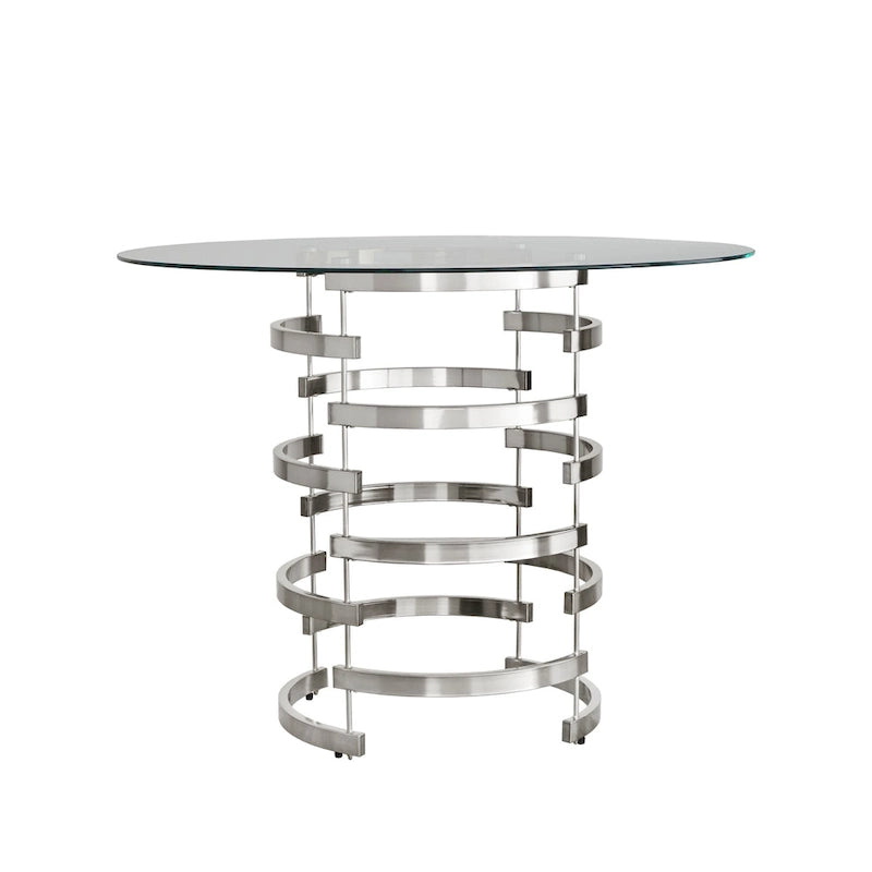 Round Glass-Top Counter-Height Dining Table