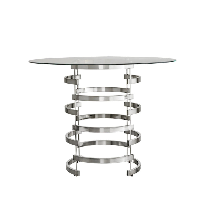 Round Glass-Top Counter-Height Dining Table