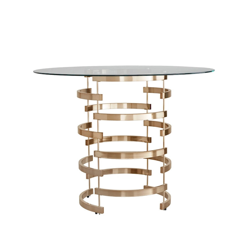 Round Glass-Top Counter-Height Dining Table