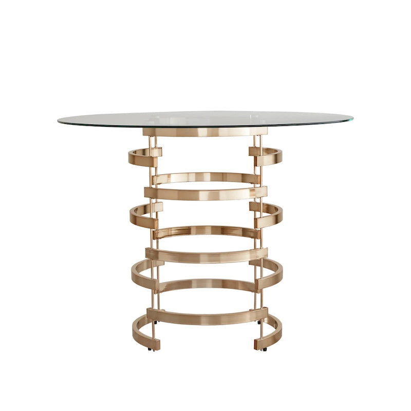 Round Glass-Top Counter-Height Dining Table