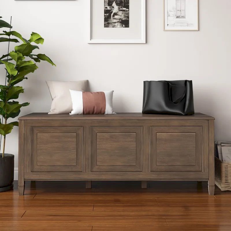 51-Inch Solid Wood Storage Bench Trunk