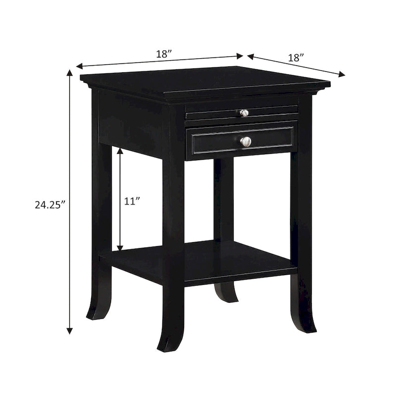 1-Drawer End Table with Charging Station and Pull-Out Shelf