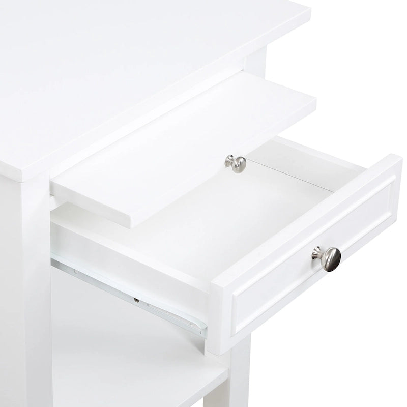 1-Drawer End Table with Charging Station and Pull-Out Shelf