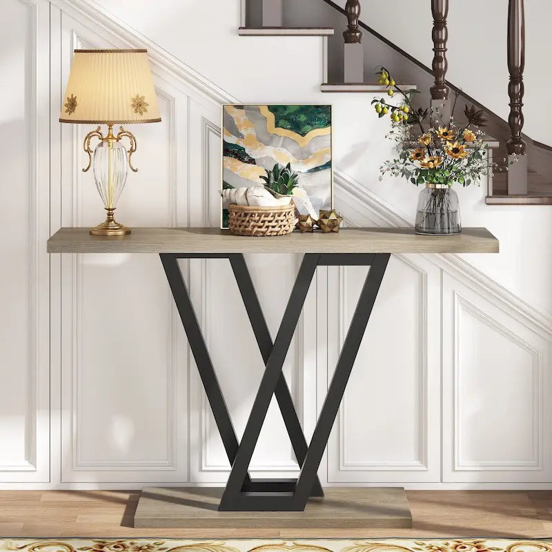 Industrial Console Table for Entryway