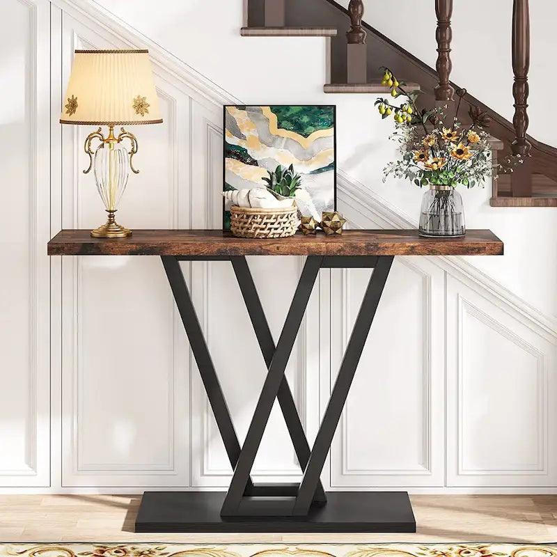 Industrial Console Table for Entryway