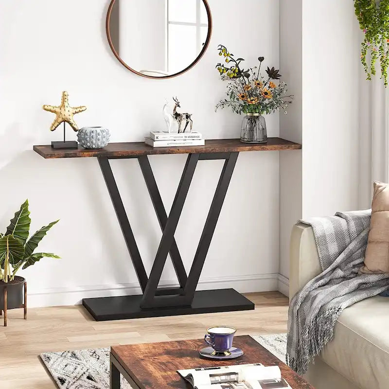 Industrial Console Table for Entryway