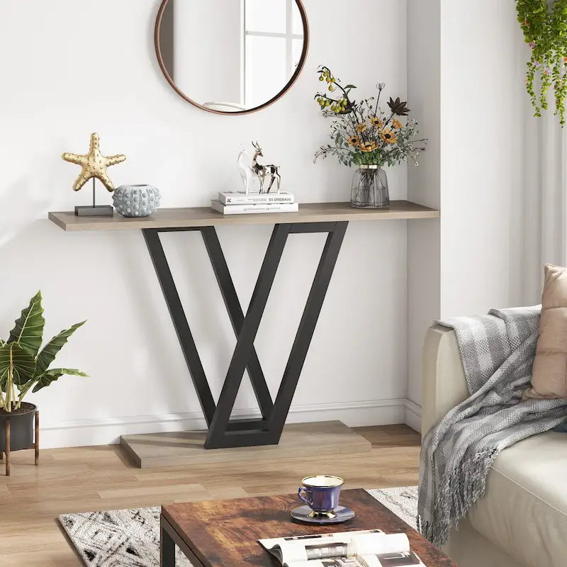 Industrial Console Table for Entryway