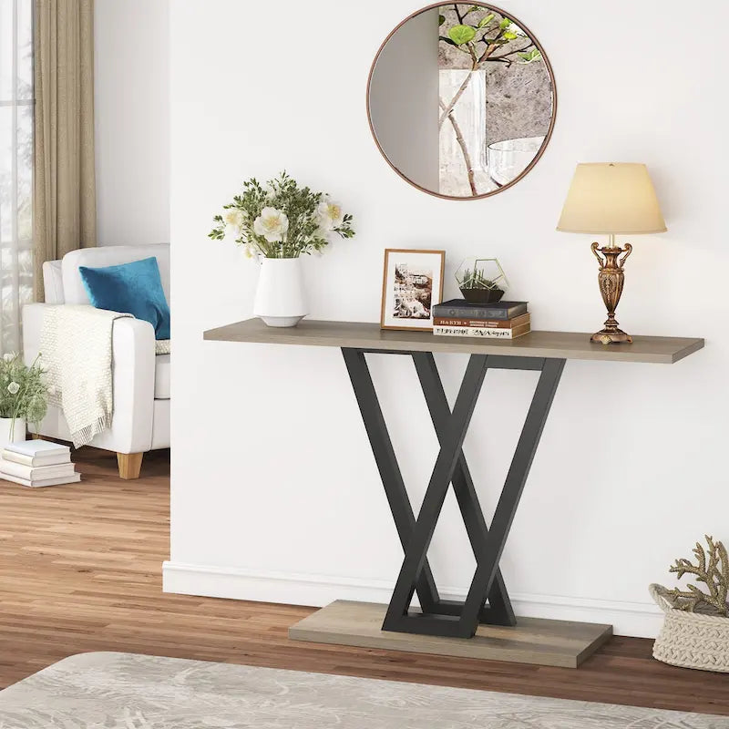 Industrial Console Table for Entryway