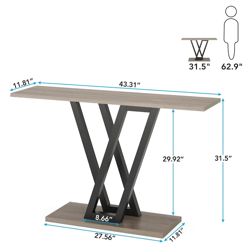Industrial Console Table for Entryway