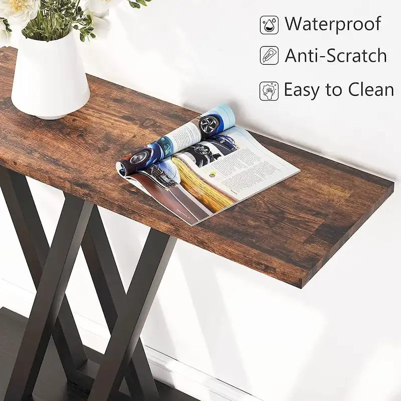 Industrial Console Table for Entryway