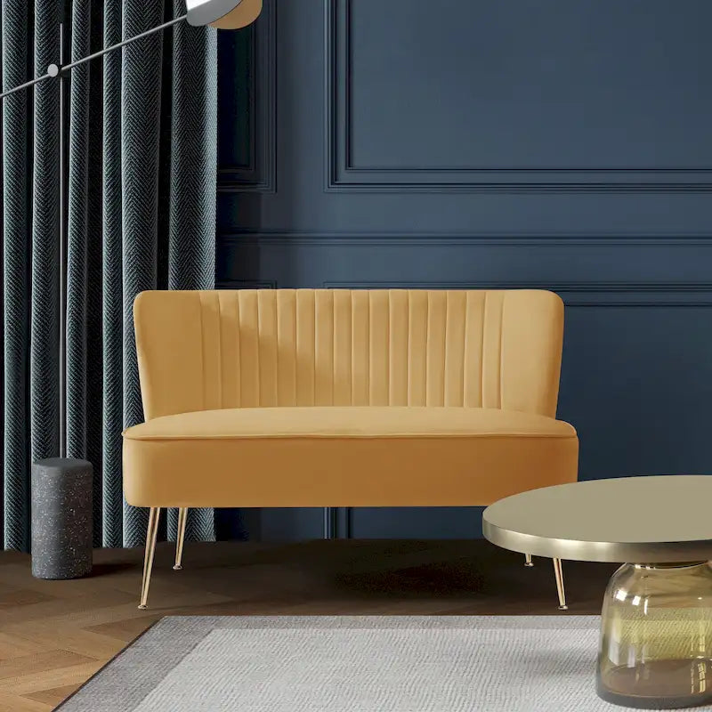 46-Inch Armless Velvet Loveseat