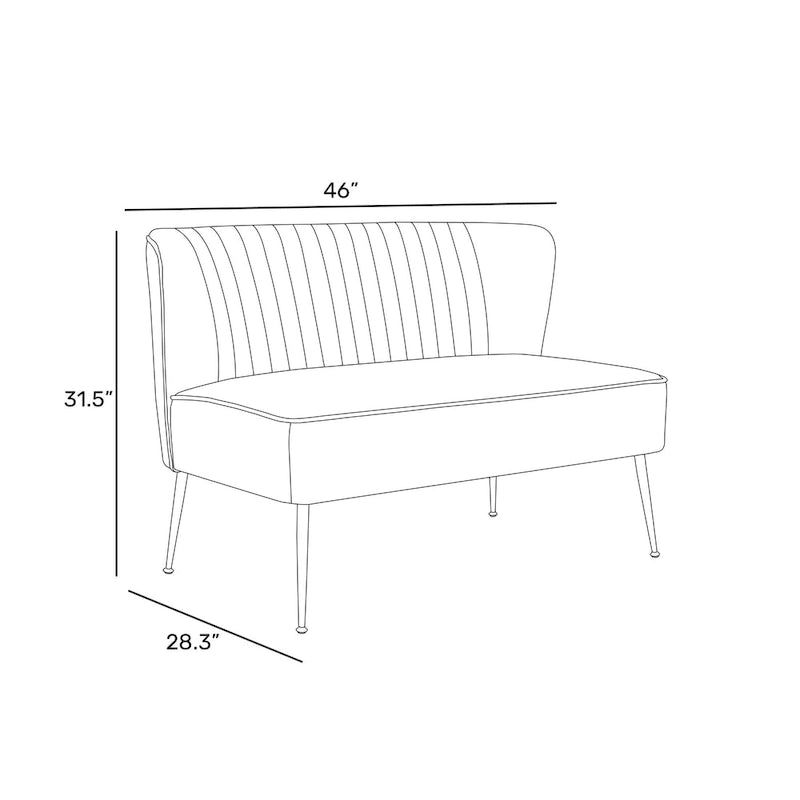 46-Inch Armless Velvet Loveseat