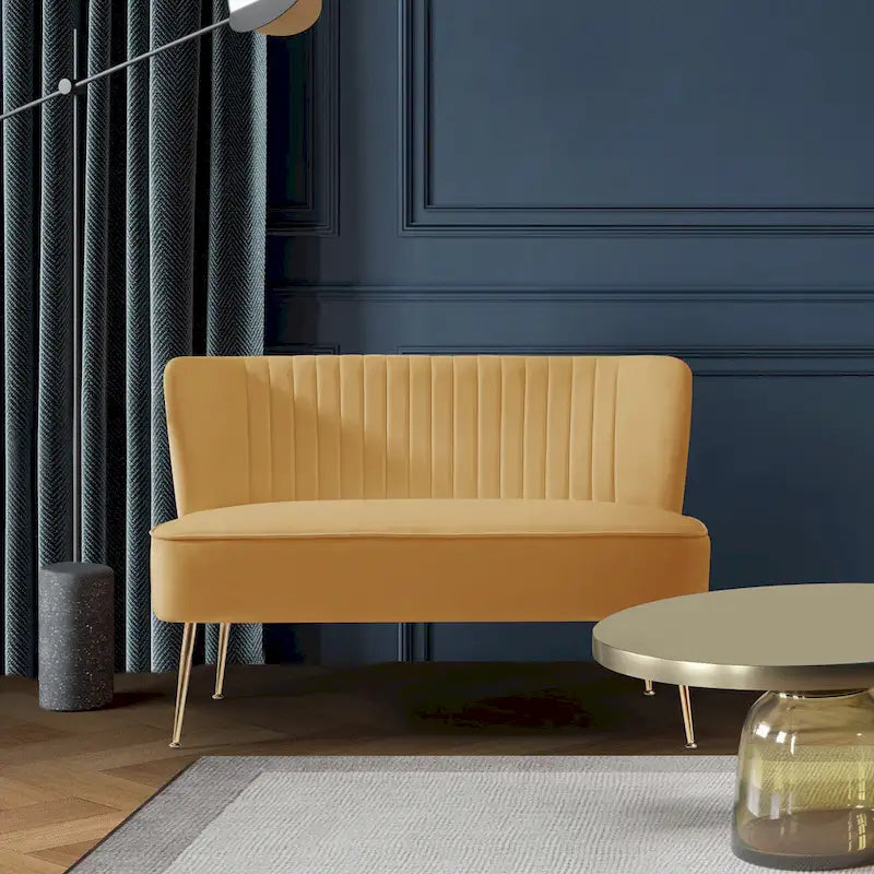 46-Inch Armless Velvet Loveseat