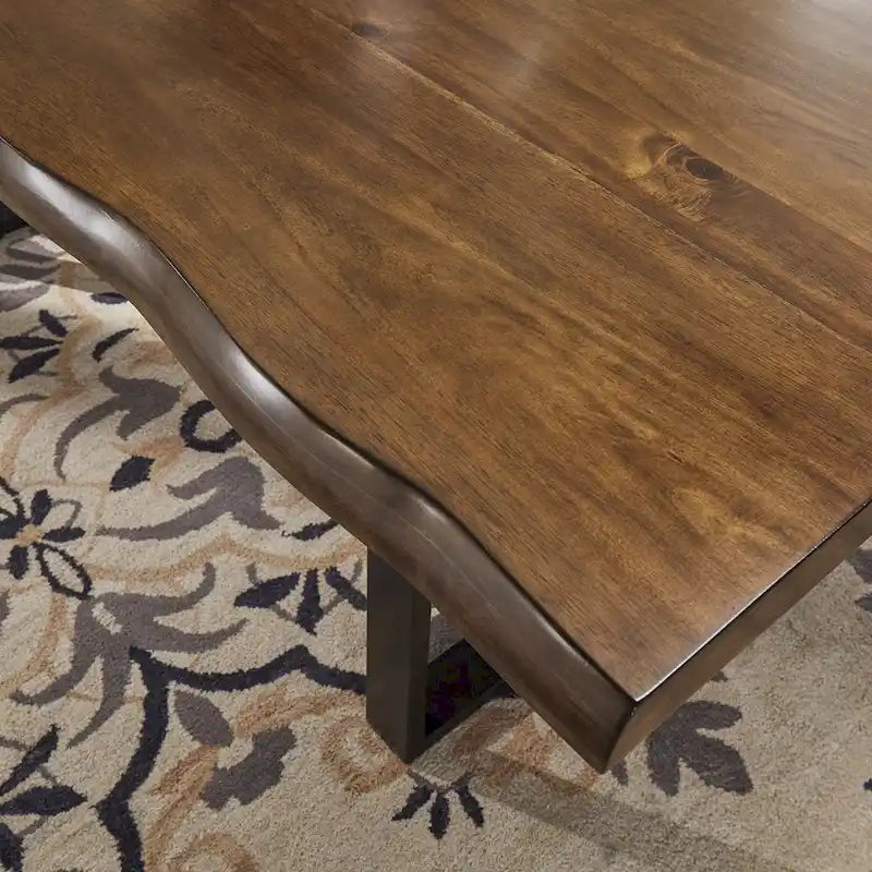 Live-Edge Wood and Metal Dining Table