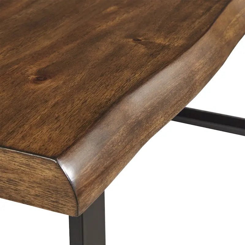 Live-Edge Wood and Metal Dining Table