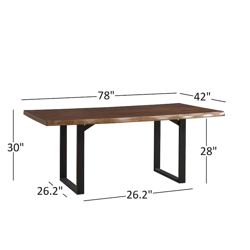 Live-Edge Wood and Metal Dining Table