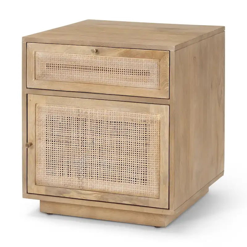 Grier Light Brown Wood w/ Cane Accent Table