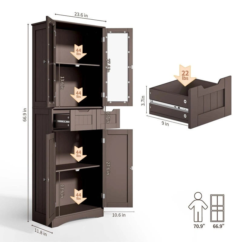 Tall Kitchen and Bathroom Storage Cabinet