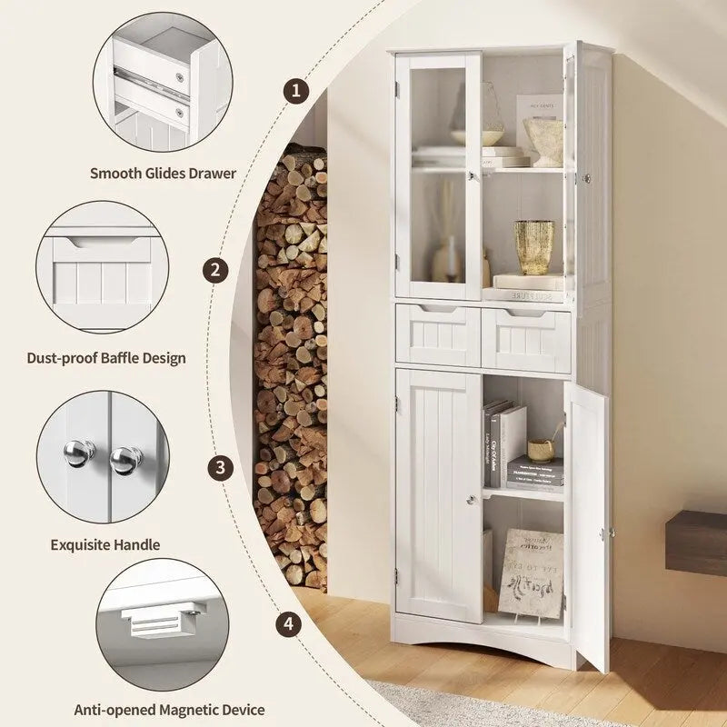 Tall Kitchen and Bathroom Storage Cabinet