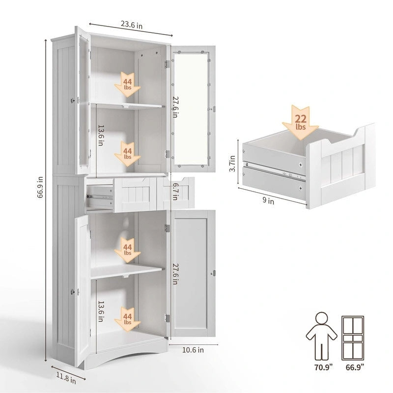 Tall Kitchen and Bathroom Storage Cabinet