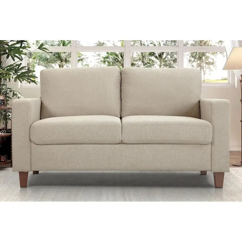 Mid-Century Modern Loveseat with Reversible Back Pillows