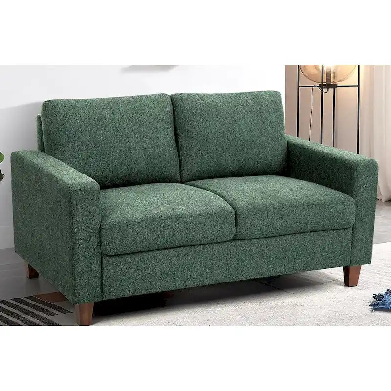 Mid-Century Modern Loveseat with Reversible Back Pillows