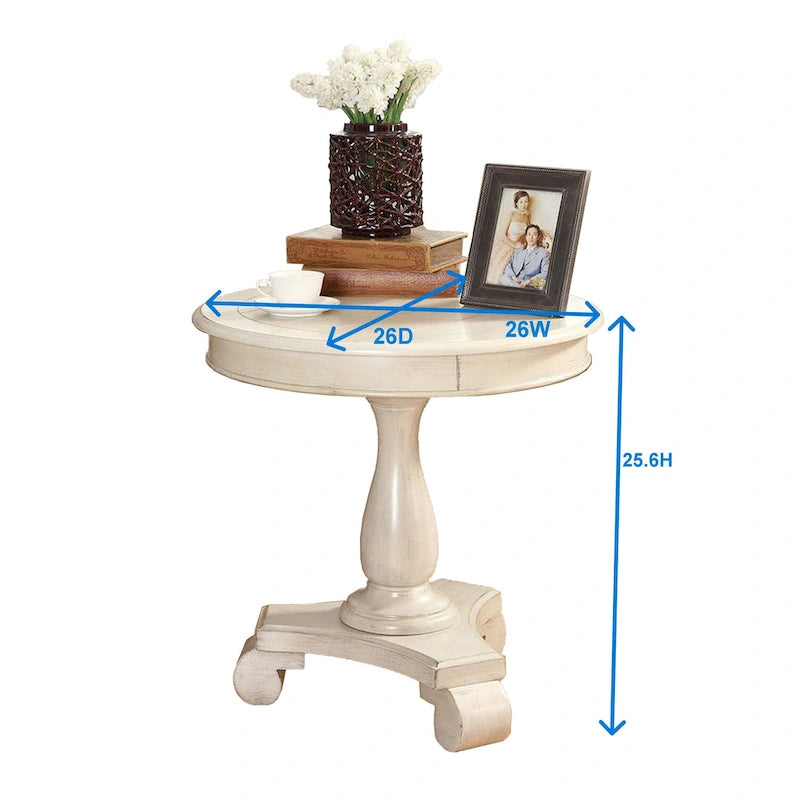 Round Black Wood Pedestal Side Table
