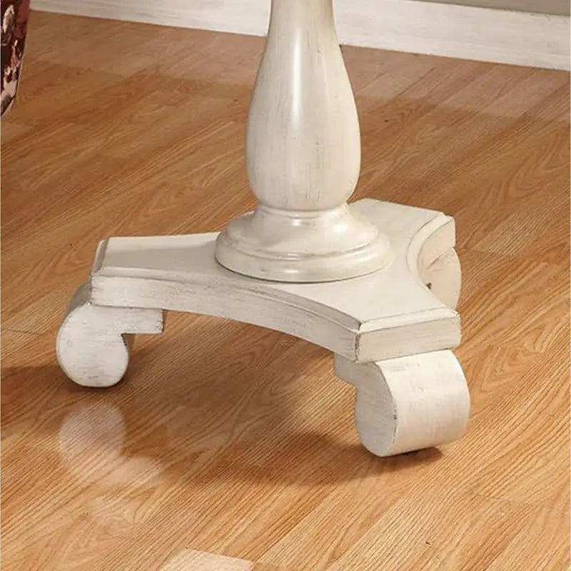 Round Black Wood Pedestal Side Table