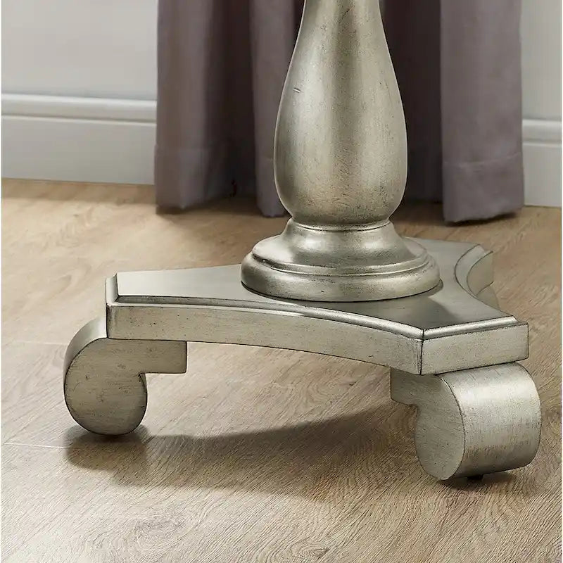 Round Black Wood Pedestal Side Table