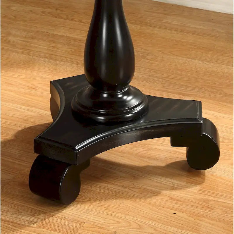 Round Black Wood Pedestal Side Table
