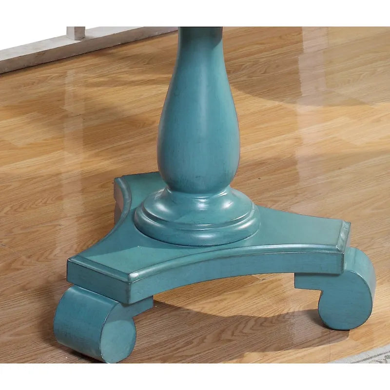 Round Black Wood Pedestal Side Table