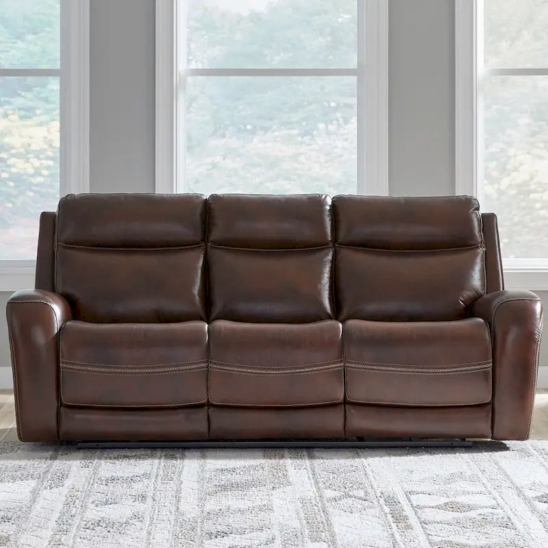 Dual Power Reclining Leather Sofa