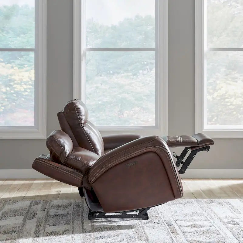 Dual Power Reclining Leather Sofa