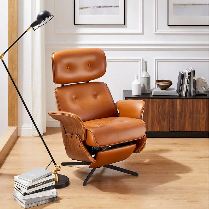 Swivel Top-Grain Leather Power Recliner Chair