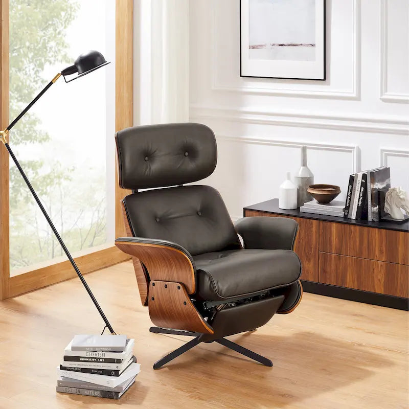Swivel Top-Grain Leather Power Recliner Chair
