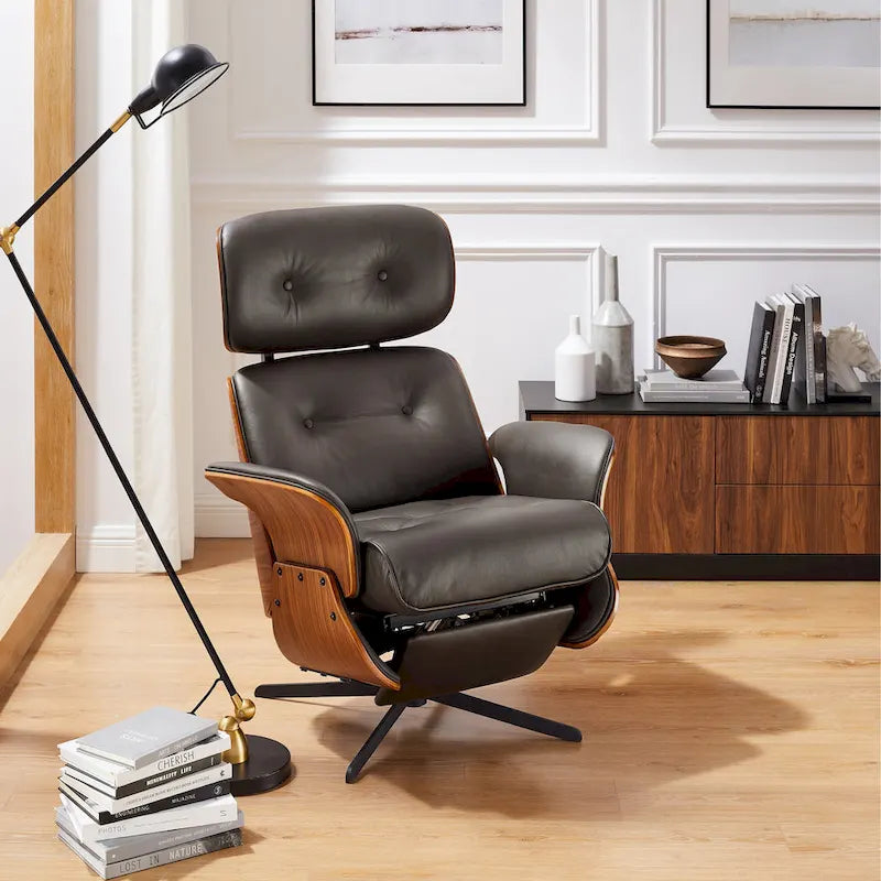Swivel Top-Grain Leather Power Recliner Chair