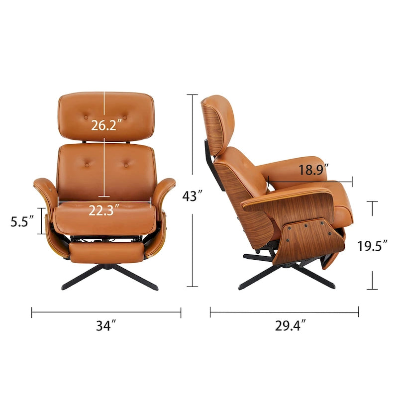Swivel Top-Grain Leather Power Recliner Chair