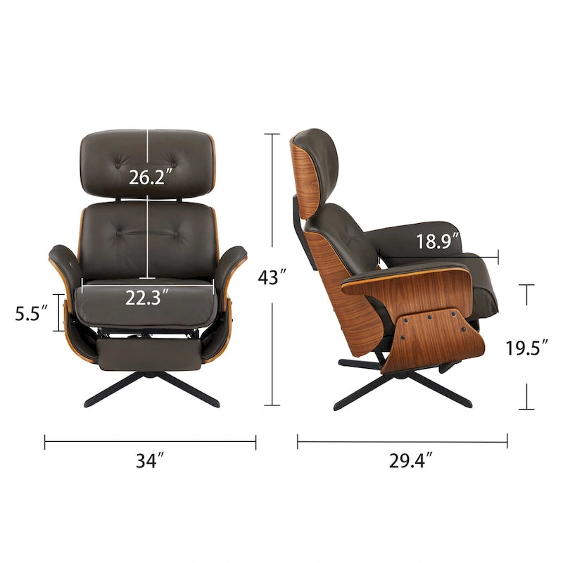 Swivel Top-Grain Leather Power Recliner Chair